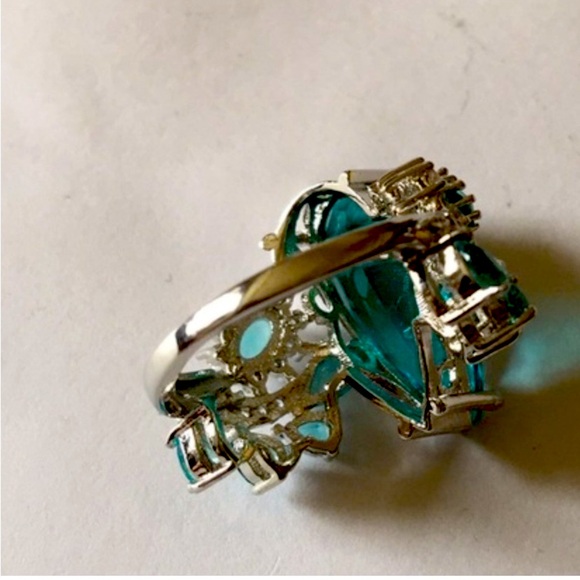 ‘London Topaz’ CZ and Clear CZ 925 Sterling Silver ring - Picture 5 of 7